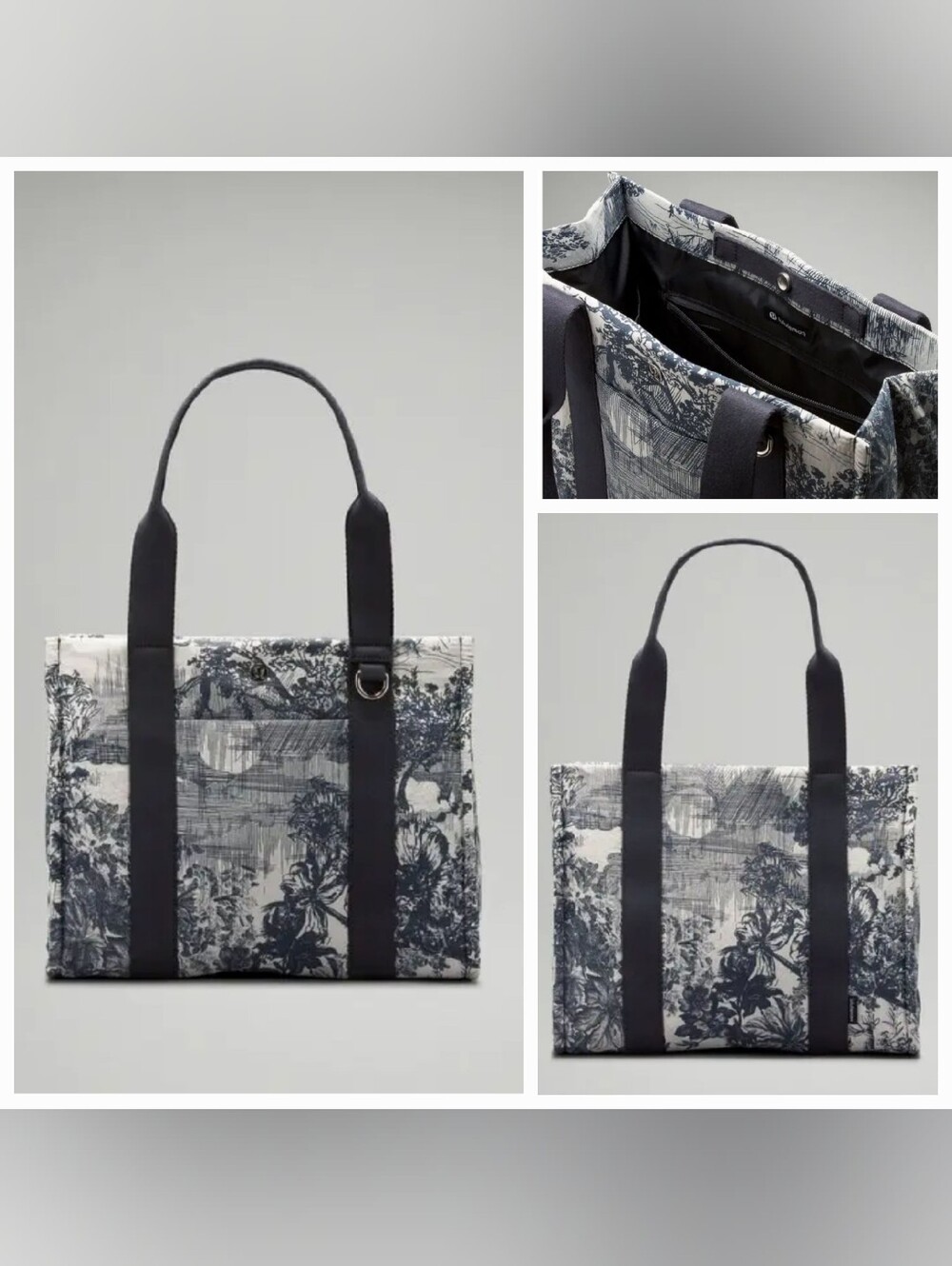 Lululemon Boxy Tote Bag in Sketch Toile Turtledove Navy Sz 10L Like New HTF